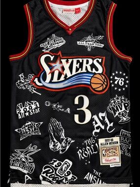 Mitchell & Ness Black 76ers All-Star Patch Jersey #3